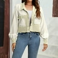 thumbnail image 2 of Light Jackets for Women Summer, Yigetop Women's Cropped Knit Jacket Casual Fashion Top Loose Lightweight Light Weight Jackets Womens Beige L, 2 of 9