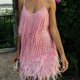 thumbnail image 3 of Vestido Mini vestido con tirantes y plumas y borlas para mujer, vestido de moda sin mangas, elegante para fiesta y Club Cgtredaw Rosa T S para Mujer, 3 of 7