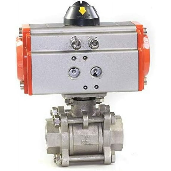 1/2" Inch Pneumatic Ball Valve Actuator, Stainless Steel 3-Piece Single-Acting Pneumatic Air Actuated Ball Valve Single Acting Spring Return Set For Air Gas Liquid Water Steam$$Plumbing & HVAC