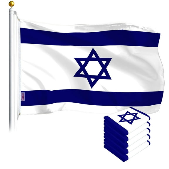 G128 5-Pack: Israel Flag 3x5 Ft | LiteWeave 100D Polyester, Vibrant Colors, Brass Grommets
