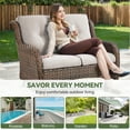 thumbnail image 4 of PARKWELL Outdoor Wicker Loveseat Glider with Beige Cushion in Brown Rattan Finish, 4 of 9