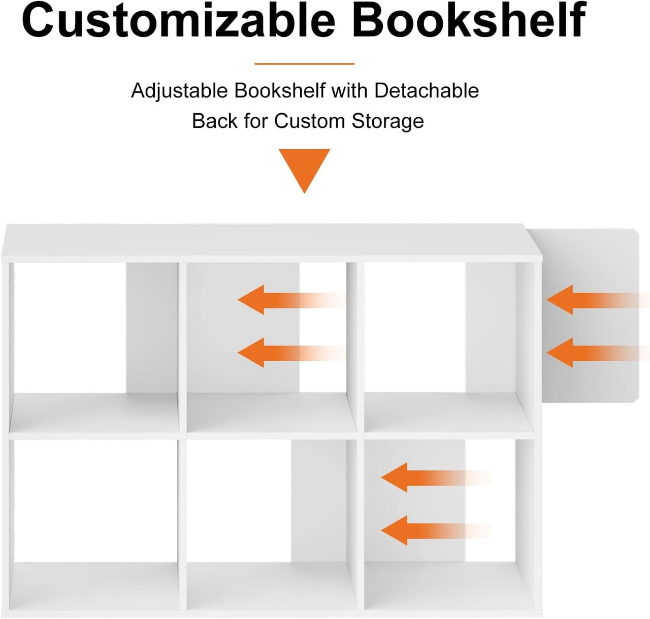 Sybels Cube Storage Shelf, 6-Cube Bookshelf with Removable Dividers，a Versatile Organizer , suitable for living rooms, home offices, and bedrooms, White