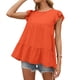 thumbnail image 4 of Camiseta de mujer Verano Encaje Cuello redondo Manga corta Casual Top suelto, Naranja, L seitruly AP001322-19, 4 of 7