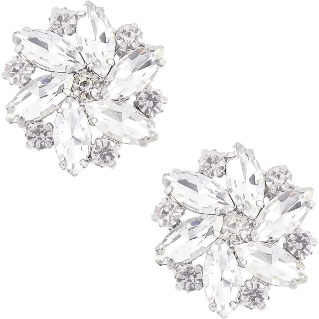 2 clips para zapatos de novia, hebillas para zapatos de tacón con pedrería y flores. Adornos para zapatos de boda.