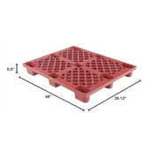 Vestil SKID-20 Plastic Skid, 3300 lbs Capacity, 39-1/8" Length, 46-7/8" Width, 5-1/2" Height, Red