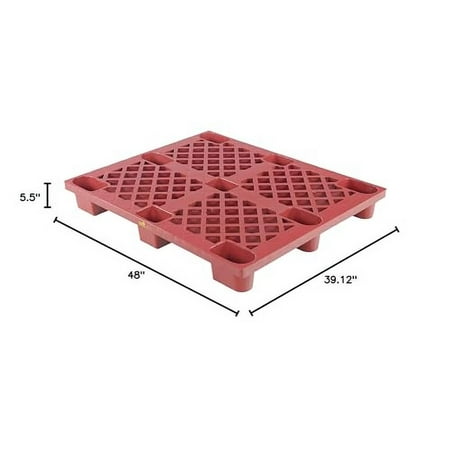 Vestil SKID-20 Plastic Skid, 3300 lbs Capacity, 39-1/8" Length, 46-7/8" Width, 5-1/2" Height, Red