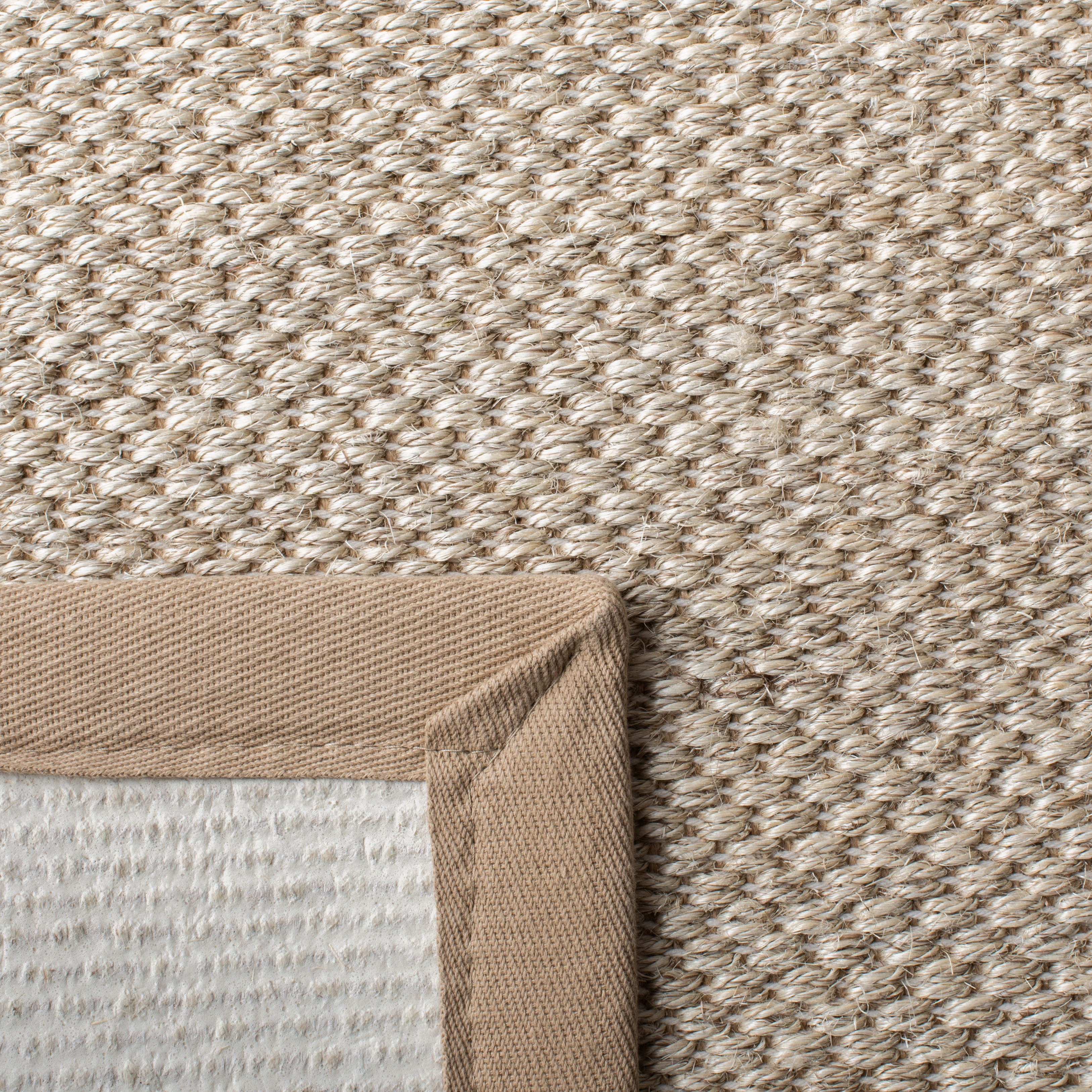 SAFAVIEH Natural Fiber Kentigern Border Seagrass Runner Rug, Marble/Linen, 2'6" x 8'