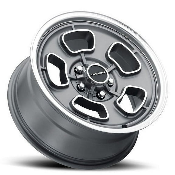 15x7 American Muscle 148 Shift Grey Machined/Lip Wheel 5x4.5 (6mm)