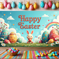 thumbnail image 7 of LUUFILx Happy Easter Backdrop Spring Bunny and Egg Display for Holiday Celebration Party Decoration Background Photography Props Banner, 7 of 7