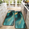 thumbnail image 4 of Kitchen Rugs Sets Of 2,Teal and Gold Marble Flow Lines Pattern Anti Fatigue Kitchen Mat Rugs Non Slip Washable,Decorative Kitchen Floor Mats for Kitchen,Sink,Laundry,17"x47"+17"x47", 4 of 5