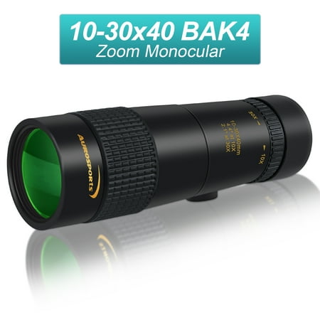 Aurosports 10-30x40 Zoom Monocular with Bak4 Prism Dual Focus High Power Compact