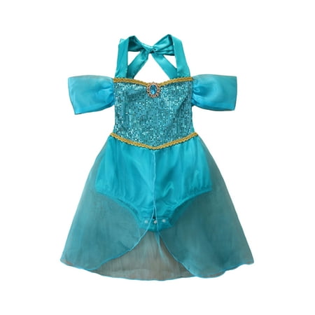 

Hirigin Newborn Baby Girls Princess Dress Up Sequins Strap Sleeveles Romper Jasmine Dress One Piece Birthday Cosplay Party Outfit 0-24 Months