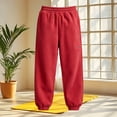 thumbnail image 4 of Bixock Sweatpants for Girls High Waist Jogger Pants Kids Elastic Waist Pleated Detail Solid Color Side Pocket Loose Stretch Fall Winter Sport Wear Size 6-7Years, 4 of 5