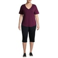thumbnail image 4 of Terra & Sky Short Sleeve Ringer Solid Print T-Shirt (Women's Plus) 2 Pack, 4 of 9