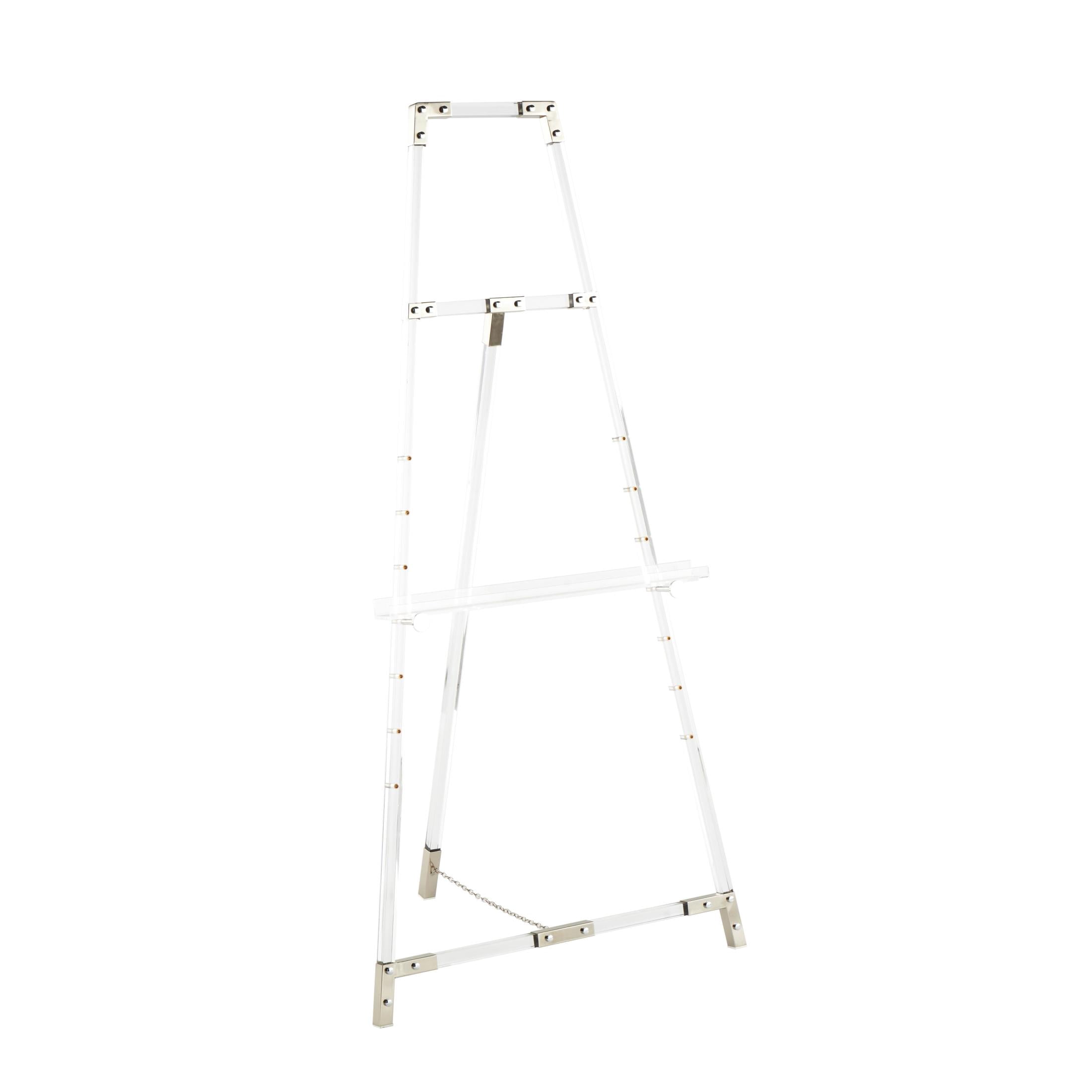 DecMode 24" x 57" Clear Acrylic Plastic Tall Adjustable Floor 7 Tier Easel with Silver Accents, 1-Piece