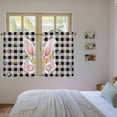 thumbnail image 3 of Easter Kitchen Curtains 54 Inch Length, Spring Rabbits Ears Feet Wildflowers Black Plaid Tiers Curtains for Bathroom Bedroom Cafe, Light Filtering Small Window Treatment Drapes 2 Panels 42"Wx54"L, 3 of 8