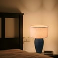 thumbnail image 6 of FSLiving Rustic Terracotta Ceramic Pot Table Lamp Rechargeable Battery Operated RGB Bulb by Remote, Wireless Timer 15 Color Temperature Beige Dome Fabric Shade Farmhouse Bedside Lamps, Ink Blue, 6 of 7