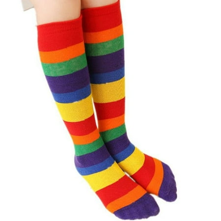 

Womens Child Fashion Rainbow Knee Cotton High Socks