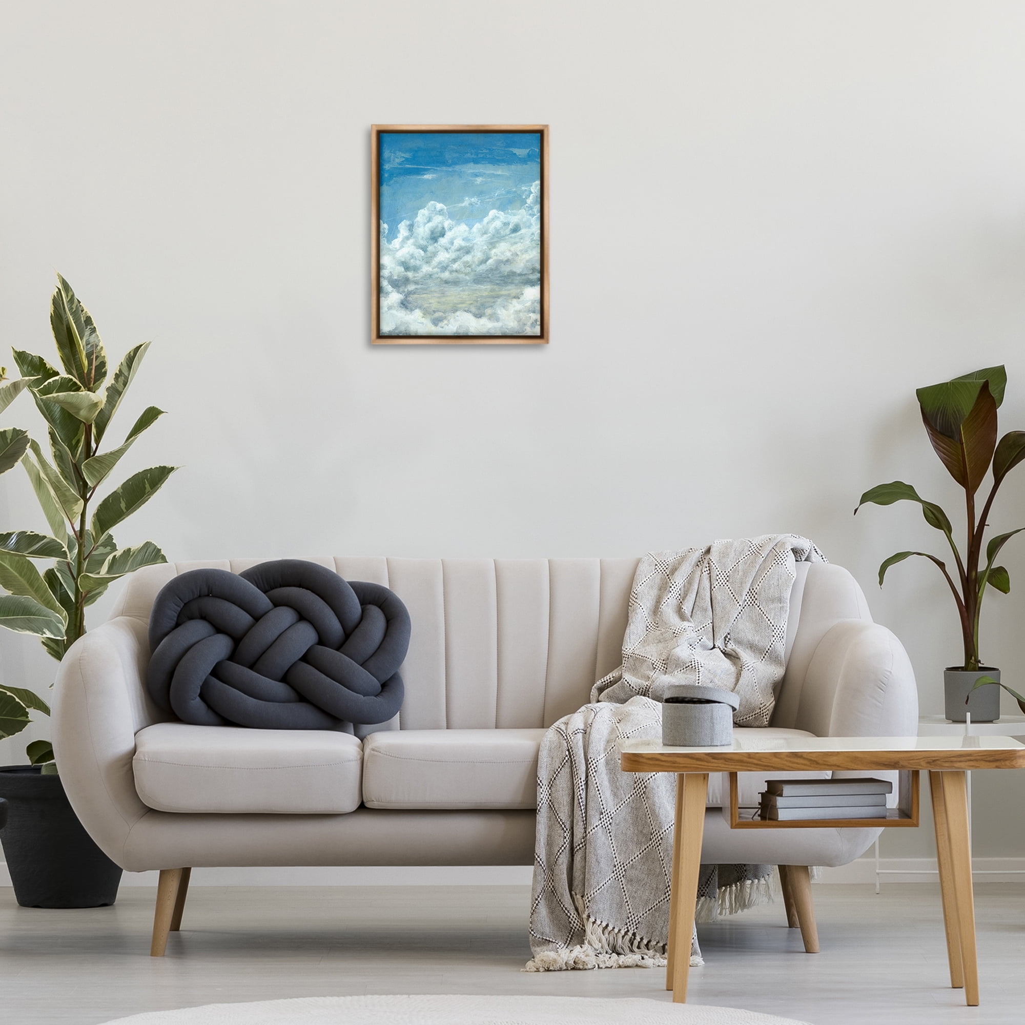 Stupell Industries Structured Traditional Clouds Landscape & Nature Painting Brown Floater Framed Canvas Art Print Wall Art, 17 x 21