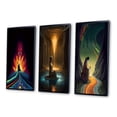thumbnail image 3 of Designart "Native Elder Meditation Connecting with Ancestors I" Meditation Framed Wall Art Set Of 3 - Pink Traditional Frame Canvas Set For Living Room Decor, 3 of 6