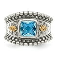thumbnail image 5 of Shey Couture Sterling Silver with 14K Accent Antiqued Checkerboard Bezel Blue Topaz Ring, 5 of 6