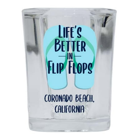 

Coronado Beach California Souvenir 2 Ounce Square Shot Glass Flip Flop Design 4-Pack