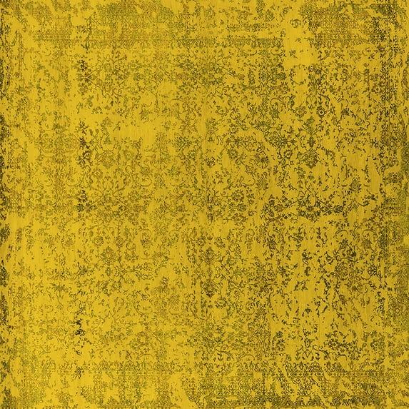 Ahgly Company Indoor Square Oriental Yellow Industrial Area Rugs, 6' Square
