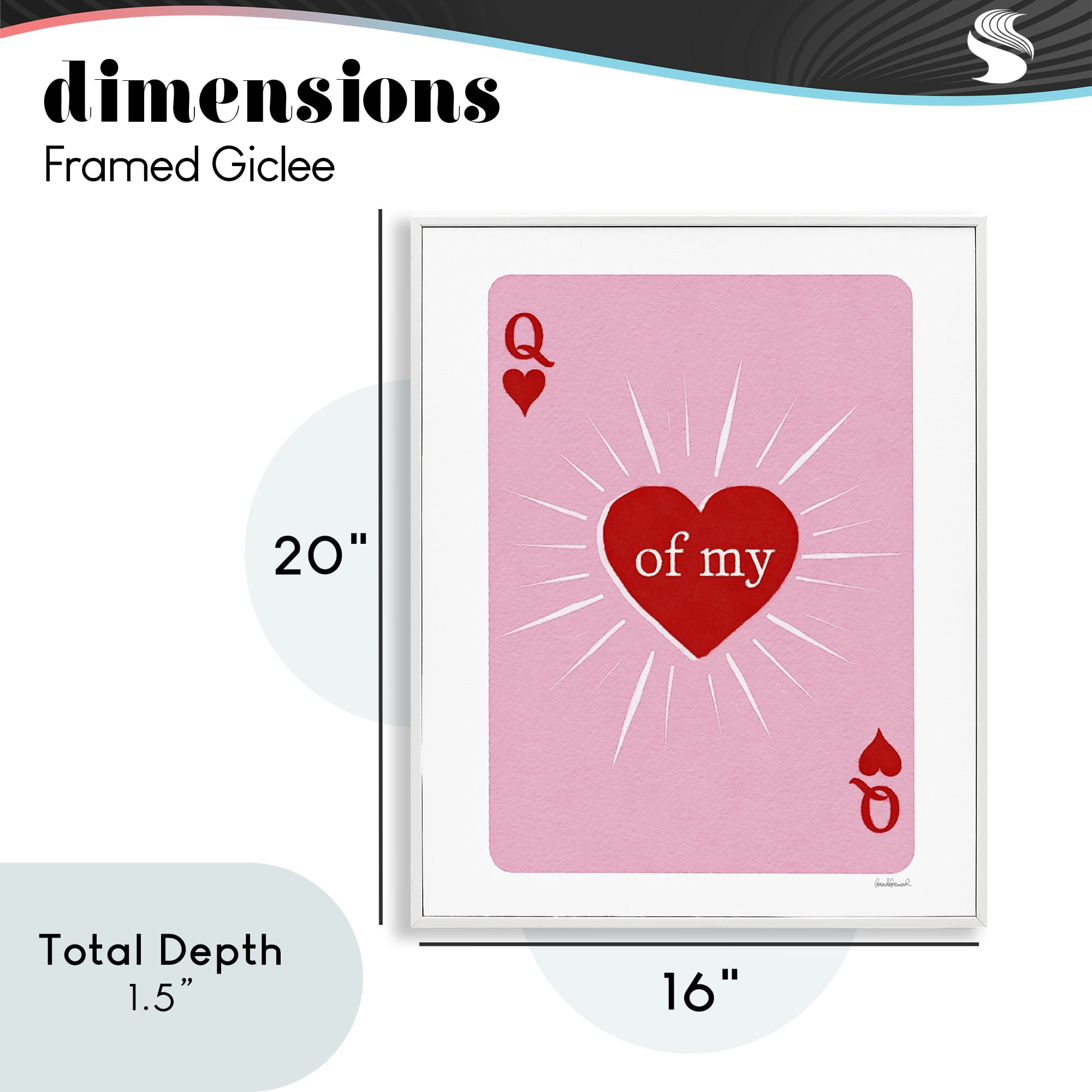 Queen Of My Heart Card White Framed Giclee Art, design by Amanda Greenwood