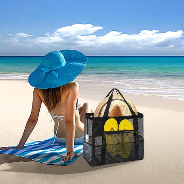 Bolso bandolera de playa con malla transparente, gran capacidad, bolsillo interior, resistente al agua, fácil de limpiar, ideal para viajes, multiusos, fabricado en nailon resistente, apto