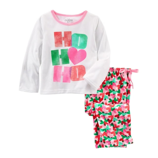 OshKosh B'gosh Little Girls' 2-Piece Ho Ho Ho Pajamas, 2-Todder