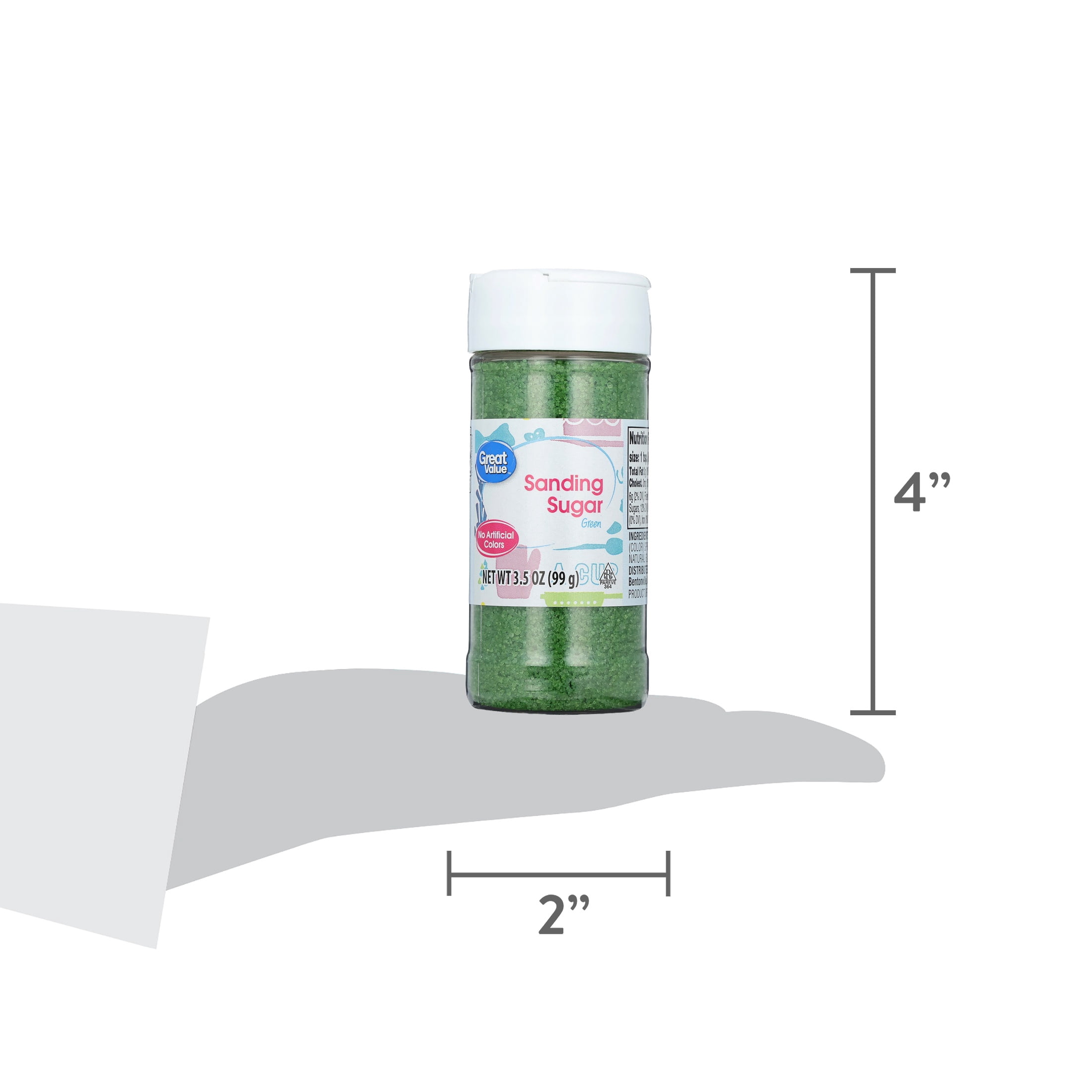 Great Value Sanding Sugar, Dark Green, 3.5 oz