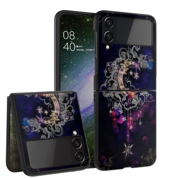 ANJ  Hard Protective Printed Case Cover Compatible with Samsung Galaxy Z Flip 4 - Crescent Moon