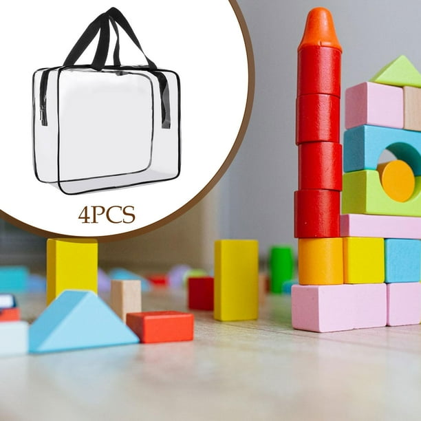 Bolsas de aseo transparentes, portátiles, impermeables, con asa superior, organizador de maquillaje y cosméticos 4 piezas