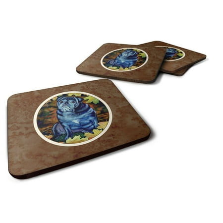 

Carolines Treasures 7159FC Old Black Pug in Fall Leaves Foam Coaster Set of 4 3 1/2 x 3 1/2 multicolor