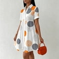 thumbnail image 6 of Iyufng Women Dresses for Summer Women's Short Sleeve Button Down Casual Printed Flowy A-Line Shirt Dress, 6 of 9