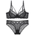 thumbnail image 4 of Sujetador transparente ultrafino de encaje sexy sin esponja, ropa interior para mujer, conjunto de sujetador pequeño con pecho grande, 4 of 5