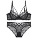 thumbnail image 4 of Sujetador transparente ultrafino de encaje sexy sin esponja, ropa interior para mujer, conjunto de sujetador pequeño con pecho grande, 4 of 5