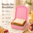 thumbnail image 4 of Portable Bamboo Fiber Sandwich Container, 2.1 Quart Lunch Box with Secure Lid, Reusable Meal Storage for Toast, Rice, Snacks, Travel, Work, Picnic, Camping and Kitchen, Pink, 4 of 6