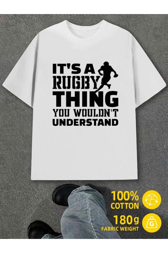 Rugby Thing Tee for men white 180G 100% Cotton Regular Fit,Everyday Comfort,Comfortable Casualwear,Urban Style Classic Unisex Shirt Graphic tshirts