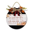 thumbnail image 1 of Moments That Change Us Wooden Front Door Sign Rustic Round Wreath Wall Hanger Porch Decor Four Seasons Farmhouse Decoration Housewarming Gift 11 Inches, 1 of 5