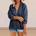 thumbnail image 2 of Herrnalise Jackets For Women Fashion Zipper V-Neck Pullover Casual Tops Navy,XXL, 2 of 7