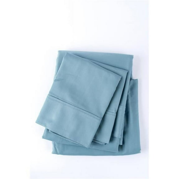 Pacific Cotton 300SATIN-AZUR-QU 300 Thread Count Sateen Sheet Set, Azure - Queen Size