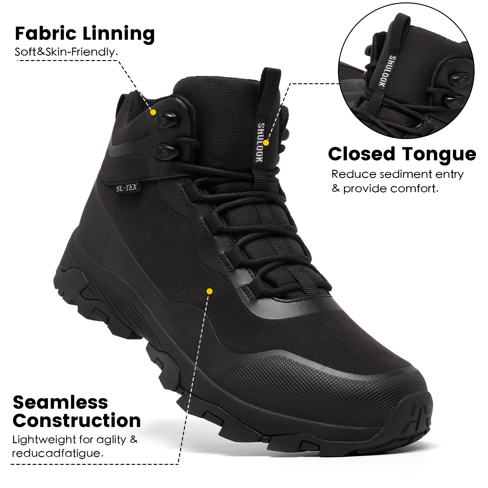 COM STAR Men Hiking Boots Breathable Outdoors Mid Ankle Walking Shoes Lightweight Mountaineering Shoes  for Trekking, Camping