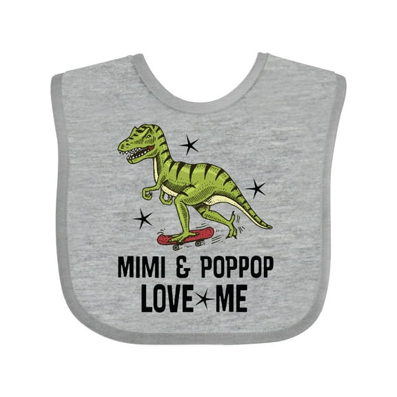 Inktastic Mimi and PopPop Love Me Dinosaur Boys Baby Bib