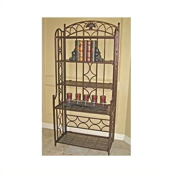 Pemberly Row Iron 5-Tier Bakers Rack in Bronze
