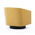thumbnail image 3 of Swivel Accent Chair, Round Barrel Chiar with Wood Base, Upholstered Armchair Sofa Chair with High Density Foam Cushion, Comfy Lounge Chair for Living Room, Bedroom, Golden, 3 of 6