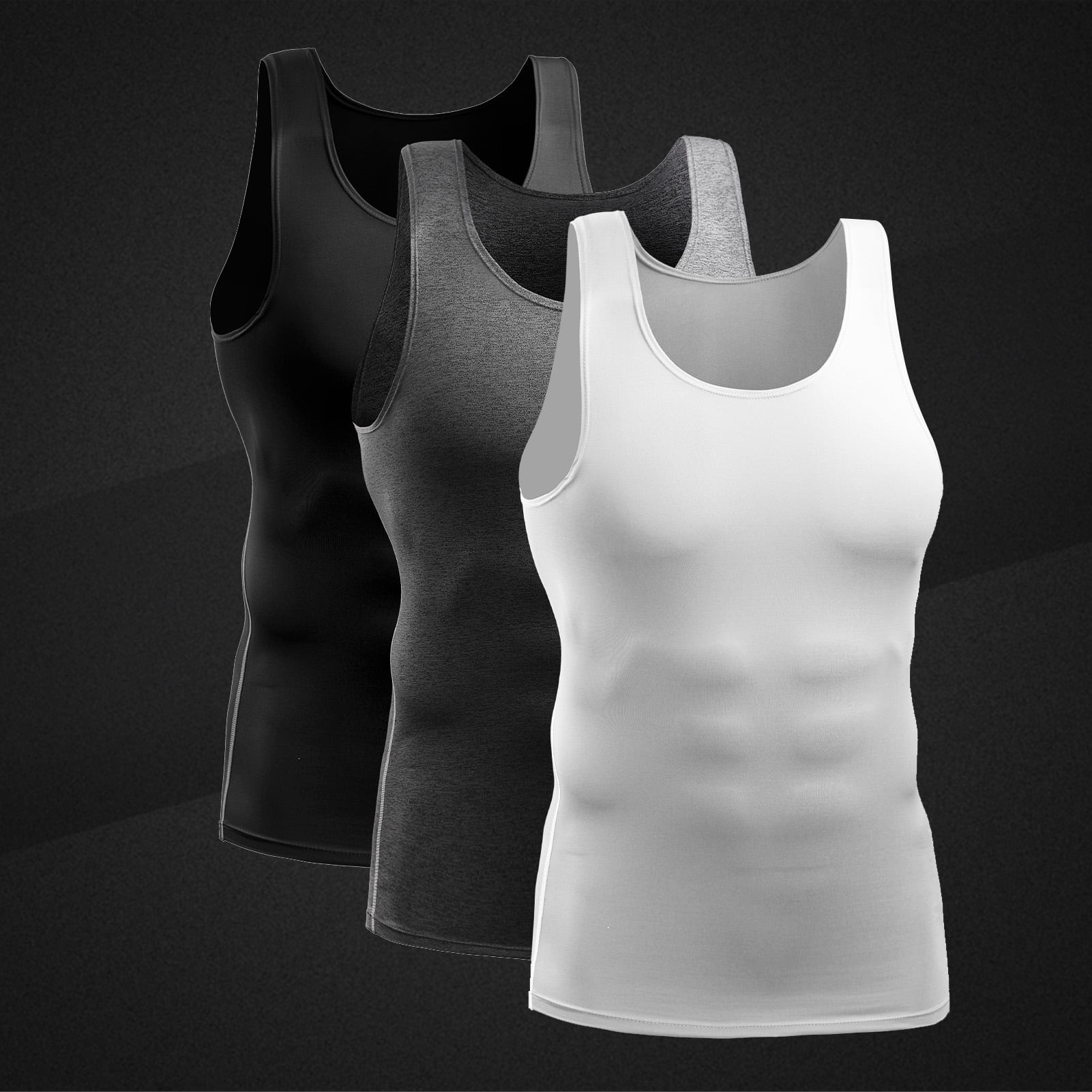 Men Fitness Gym Tank Tops Compression Wicking Cool Dry Tight fit Sleeveles Shirt 