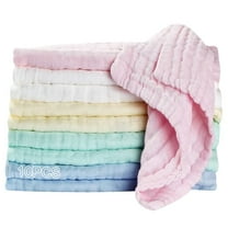 NOGIS Baby Muslin Washcloths,Natural Purified Muslin Cotton Baby Wipes 6 Layer Absorbent Soft Newborn Baby Face Towel for Sensitive Skin,Baby Registry as Shower, 10 Pack 12x12 inches