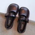 thumbnail image 2 of YunPes Girls Dress Shoes Shiny Glossy Mary Jane Wide Toe Flats Adjustable Bow Strap School Uniform Shoes Fashion Casual, 2 of 6