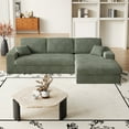 thumbnail image 5 of 114.5" Modular Sectional Sofa with Chaise, L-Shaped Cloud Couch with 26-inch Deep Seat, Oversized 3-Seater Corduroy Couches for Living Room, Green, 5 of 9